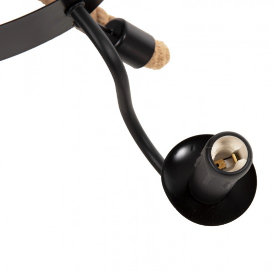 ΦΩΤΙΣΤΙΚΟ ΟΡΟΦΗΣ ΚΡΕΜΑΣΤΟ 6-ΦΩΤΟ ΣΧΟΙΝΙ ΚΑΙ ΜΑΥΡΟ ΜΕΤΑΛΛΟ 74x74x123Υεκ.