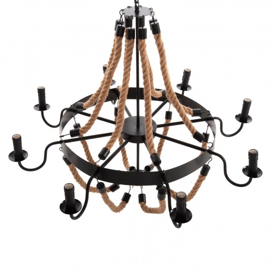 ΦΩΤΙΣΤΙΚΟ ΟΡΟΦΗΣ ΚΡΕΜΑΣΤΟ 8-ΦΩΤΟ ΣΧΟΙΝΙ ΚΑΙ ΜΑΥΡΟ ΜΕΤΑΛΛΟ 84x84x121Υεκ.