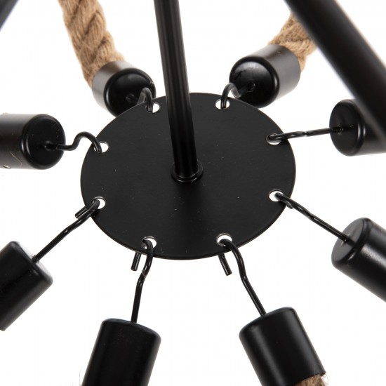 ΦΩΤΙΣΤΙΚΟ ΟΡΟΦΗΣ ΚΡΕΜΑΣΤΟ 8-ΦΩΤΟ ΣΧΟΙΝΙ ΚΑΙ ΜΑΥΡΟ ΜΕΤΑΛΛΟ 84x84x121Υεκ.