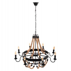 ΦΩΤΙΣΤΙΚΟ ΟΡΟΦΗΣ ΚΡΕΜΑΣΤΟ 8-ΦΩΤΟ ΣΧΟΙΝΙ ΚΑΙ ΜΑΥΡΟ ΜΕΤΑΛΛΟ 84x84x121Υεκ.