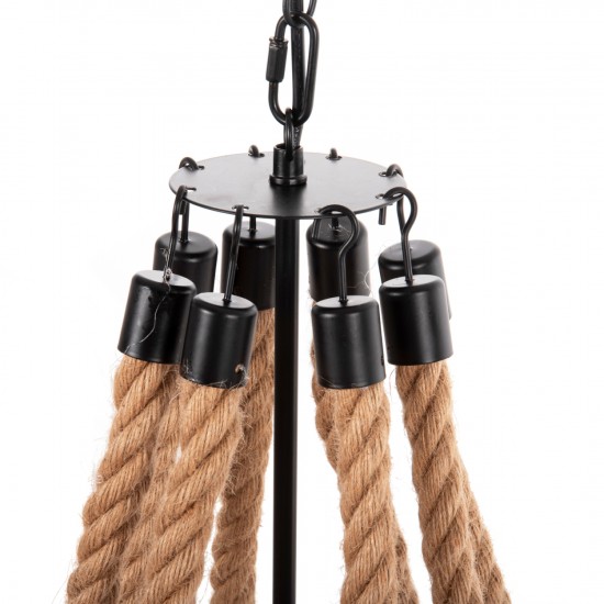 ΦΩΤΙΣΤΙΚΟ ΟΡΟΦΗΣ ΚΡΕΜΑΣΤΟ 8-ΦΩΤΟ ΣΧΟΙΝΙ ΚΑΙ ΜΑΥΡΟ ΜΕΤΑΛΛΟ 84x84x121Υεκ.