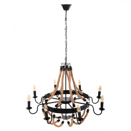 ΦΩΤΙΣΤΙΚΟ ΟΡΟΦΗΣ ΚΡΕΜΑΣΤΟ 8-ΦΩΤΟ ΣΧΟΙΝΙ ΚΑΙ ΜΑΥΡΟ ΜΕΤΑΛΛΟ 84x84x121Υεκ.