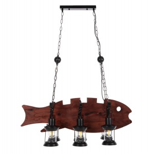 ΦΩΤΙΣΤΙΚΟ ΟΡΟΦΗΣ ΚΡΕΜΑΣΤΟ 6-ΦΩΤΟ ΞΥΛΙΝΟ ΨΑΡΙ-ΜΑΥΡΟ ΜΕΤΑΛΛΟ-ΓΥΑΛΙ 95x35x116Υεκ