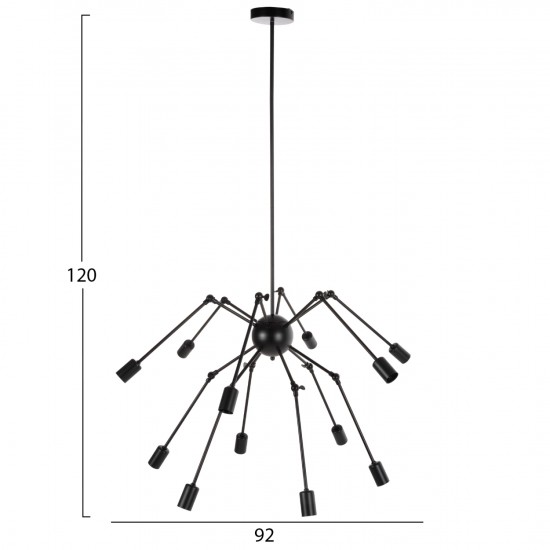 ΦΩΤΙΣΤΙΚΟ ΟΡΟΦΗΣ 12-ΦΩΤΟ ΜΑΥΡΟΙ ΜΕΤΑΛΛΙΚΟΙ ΑΡΘΡΩΤΟΙ ΒΡΑΧΙΟΝΕΣ Φ92x120Υεκ
