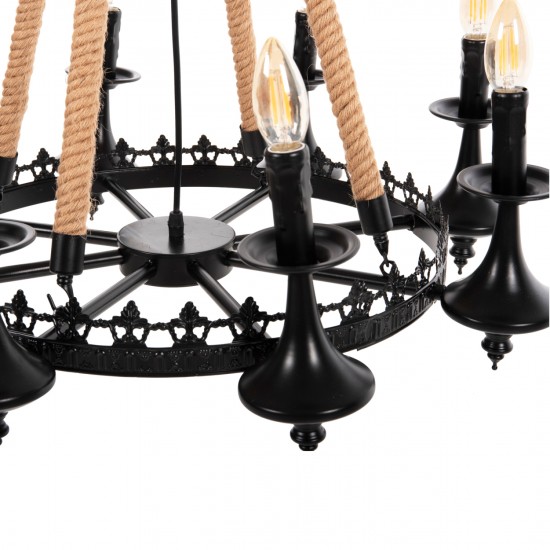 ΦΩΤΙΣΤΙΚΟ ΟΡΟΦΗΣ ΚΡΕΜΑΣΤΟ 8-ΦΩΤΟ ΜΑΥΡΟ ΜΕΤΑΛΛΟ-ΣΧΟΙΝΙ Φ66x131Υεκ.