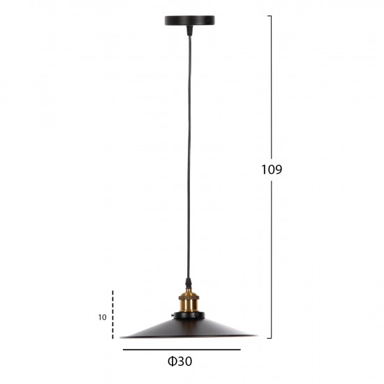 ΦΩΤΙΣΤΙΚΟ ΟΡΟΦΗΣ ΚΡΕΜΑΣΤΟ  ΜΑΥΡΟ ΜΕΤΑΛΛΟ-ΧΡΥΣΗ ΛΕΠΤΟΜΕΡΕΙΑ Φ30x109Υεκ