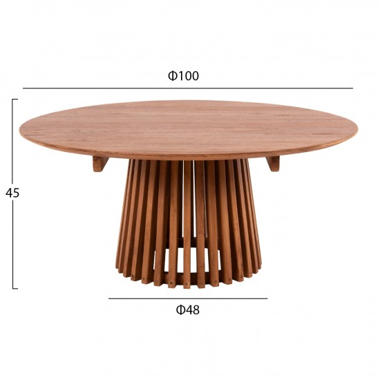 ΤΡΑΠΕΖΙ ΣΑΛΟΝΙΟΥ ΣΤΡΟΓΓΥΛΟ FRANTZ ΜΑΣΙΦ MINDI ΞΥΛΟ-ΦΥΣΙΚΟ Φ100X45Υεκ.