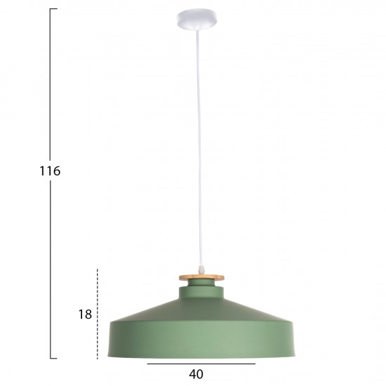 ΦΩΤΙΣΤΙΚΟ ΟΡΟΦΗΣ ΚΡΕΜΑΣΤΟ ΠΡΑΣΙΝΟ ΜΕΤΑΛΛΙΚΟ ΚΑΠΕΛΟ Φ40x116Υεκ