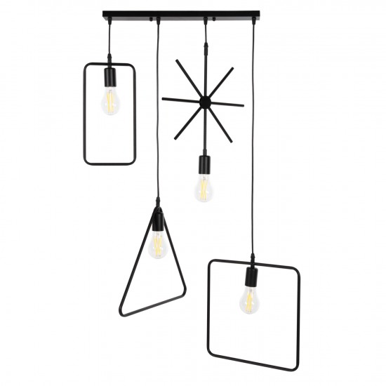 ΦΩΤΙΣΤΙΚΟ ΟΡΟΦΗΣ 4-ΦΩΤΟ ΜΑΥΡΑ ΜΕΤΑΛΛΙΚΑ ΣΧΗΜΑΤΑ 70x38x106Υ εκ.