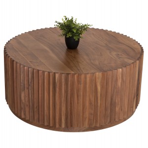 ΤΡΑΠΕΖΙ ΣΑΛΟΝΙΟΥ ΣΤΡΟΓΓΥΛΟ SEDGE ΜΑΣΙΦ ΑΚΑΚΙΑ-ΦΥΣΙΚΟ ΧΡΩΜΑ Φ90Χ38Υεκ.