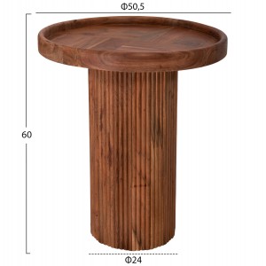 ΤΡΑΠΕΖΙ ΣΑΛΟΝΙΟΥ ΣΤΡΟΓΓΥΛΟ RAJJEH ΜΑΣΙΦ ΑΚΑΚΙΑ ΦΥΣΙΚΟ ΧΡΩΜΑ Φ50x60Υεκ.