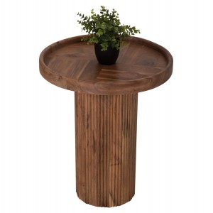 ΤΡΑΠΕΖΙ ΣΑΛΟΝΙΟΥ ΣΤΡΟΓΓΥΛΟ RAJJEH ΜΑΣΙΦ ΑΚΑΚΙΑ ΦΥΣΙΚΟ ΧΡΩΜΑ Φ50x60Υεκ.