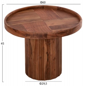 ΤΡΑΠΕΖΙ ΣΑΛΟΝΙΟΥ ΣΤΡΟΓΓΥΛΟ RAJJEH ΜΑΣΙΦ ΑΚΑΚΙΑ ΦΥΣΙΚΟ ΧΡΩΜΑ Φ60x45Υεκ.