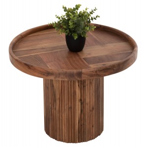 ΤΡΑΠΕΖΙ ΣΑΛΟΝΙΟΥ ΣΤΡΟΓΓΥΛΟ RAJJEH ΜΑΣΙΦ ΑΚΑΚΙΑ ΦΥΣΙΚΟ ΧΡΩΜΑ Φ60x45Υεκ.