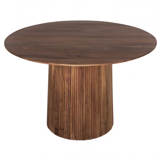 ΤΡΑΠΕΖΙ ΤΡΑΠΕΖΑΡΙΑΣ ΣΤΡΟΓΓΥΛΟ GROOT ΜΑΣΙΦ ΞΥΛΟ ΑΚΑΚΙΑΣ ΣΕ ΦΥΣΙΚΟ Φ120x76Υεκ