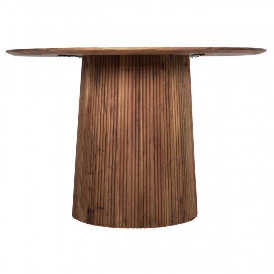 ΤΡΑΠΕΖΙ ΤΡΑΠΕΖΑΡΙΑΣ ΣΤΡΟΓΓΥΛΟ GROOT ΜΑΣΙΦ ΞΥΛΟ ΑΚΑΚΙΑΣ ΣΕ ΦΥΣΙΚΟ Φ120x76Υεκ