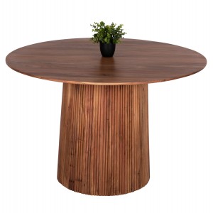 ΤΡΑΠΕΖΙ ΤΡΑΠΕΖΑΡΙΑΣ ΣΤΡΟΓΓΥΛΟ GROOT ΜΑΣΙΦ ΞΥΛΟ ΑΚΑΚΙΑΣ ΣΕ ΦΥΣΙΚΟ Φ120x76Υεκ