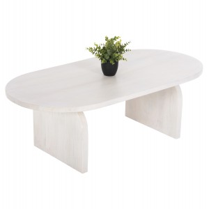 ΤΡΑΠΕΖΙ ΣΑΛΟΝΙΟΥ ΟΒΑΛ HONKY ΜΑΣΙΦ ΞΥΛΟ MANGO ΣΕ ΛΕΥΚΟ 120x60x40Yεκ.