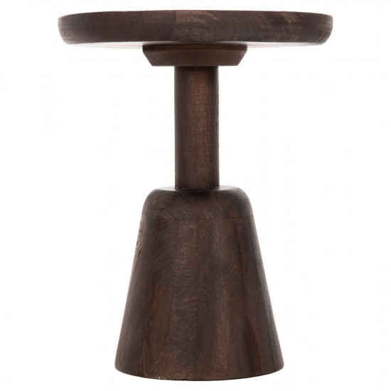 ΤΡΑΠΕΖΙ ΣΑΛΟΝΙΟΥ ΣΤΡΟΓΓΥΛΟ CRABB ΜΑΣΙΦ MANGO ΣΚΟΥΡΟ ΚΑΦΕ Φ40x49,5Υεκ.