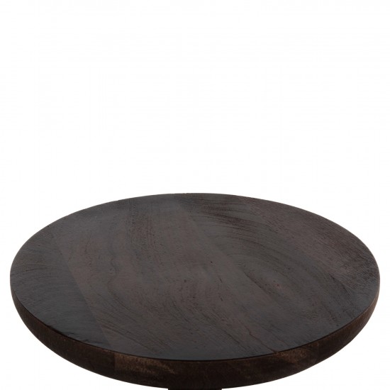 ΤΡΑΠΕΖΙ ΣΑΛΟΝΙΟΥ ΣΤΡΟΓΓΥΛΟ CRABB ΜΑΣΙΦ MANGO ΣΚΟΥΡΟ ΚΑΦΕ Φ40x49,5Υεκ.