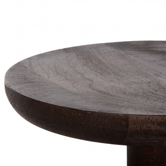 ΤΡΑΠΕΖΙ ΣΑΛΟΝΙΟΥ ΣΤΡΟΓΓΥΛΟ CRABB ΜΑΣΙΦ MANGO ΣΚΟΥΡΟ ΚΑΦΕ Φ40x49,5Υεκ.