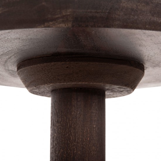 ΤΡΑΠΕΖΙ ΣΑΛΟΝΙΟΥ ΣΤΡΟΓΓΥΛΟ CRABB ΜΑΣΙΦ MANGO ΣΚΟΥΡΟ ΚΑΦΕ Φ40x49,5Υεκ.