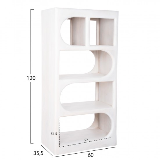 ΡΑΦΙΕΡΑ ΚΟΜΜΟ HANDYR ΜΑΣΙΦ ΞΥΛΟ MANGO ΣΕ ΛΕΥΚΟ ΧΡΩΜΑ 60x35x120Υεκ.