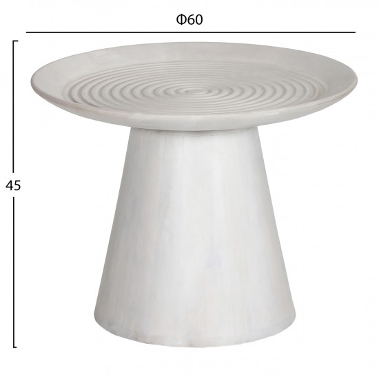 ΤΡΑΠΕΖΙ ΣΑΛΟΝΙΟΥ ΣΤΡΟΓΓΥΛΟ ROSS ΜΑΣΙΦ ΞΥΛΟ MANGO-ΛΕΥΚΟ Φ60x45Υεκ.