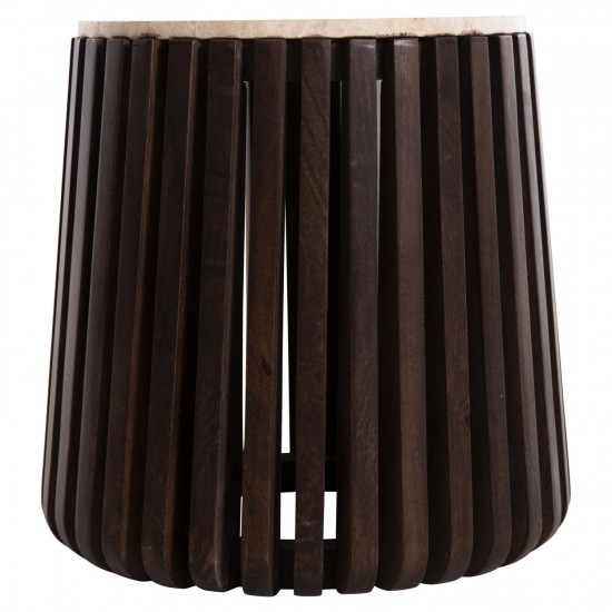 ΒΟΗΘΗΤΙΚΟ ΤΡΑΠΕΖΙ KREST ΜΑΣΙΦ ΞΥΛΟ ΑΚΑΚΙΑΣ ΣΕ ΚΑΦΕ-ΤΡΑΒΕΡΤΙΝA Φ50x50Υεκ.