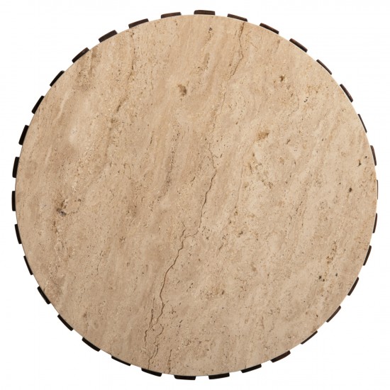 ΒΟΗΘΗΤΙΚΟ ΤΡΑΠΕΖΙ KREST ΜΑΣΙΦ ΞΥΛΟ ΑΚΑΚΙΑΣ ΣΕ ΚΑΦΕ-ΤΡΑΒΕΡΤΙΝA Φ50x50Υεκ.