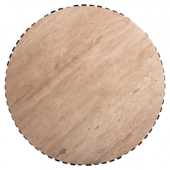 ΤΡΑΠΕΖΙ ΣΑΛΟΝΙΟΥ KREST ΜΑΣΙΦ ΞΥΛΟ ΑΚΑΚΙΑΣ ΣΕ ΚΑΦΕ-ΤΡΑΒΕΡΤΙΝA Φ90x40Υεκ.