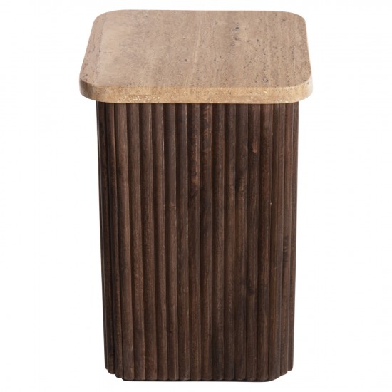 ΒΟΗΘΗΤΙΚΟ ΤΡΑΠΕΖΑΚΙ ΤΕΤΡΑΓΩΝΟ GLADYS ΜΑΣΙΦ MANGO-ΤΡΑΒΕΡΤΙΝΑ 40x40x60Υεκ.