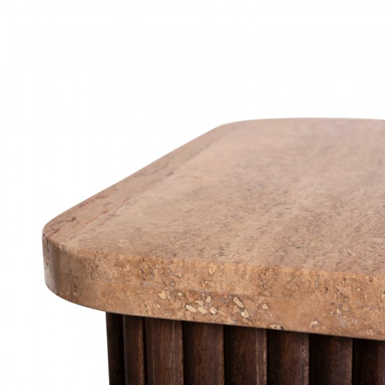 ΒΟΗΘΗΤΙΚΟ ΤΡΑΠΕΖΑΚΙ ΤΕΤΡΑΓΩΝΟ GLADYS ΜΑΣΙΦ MANGO-ΤΡΑΒΕΡΤΙΝΑ 40x40x60Υεκ.