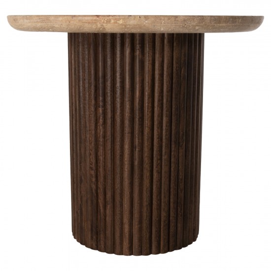 ΤΡΑΠΕΖΙ ΣΑΛΟΝΙΟΥ ΣΤΡΟΓΓΥΛΟ GLADYS ΜΑΣΙΦ MANGO-ΤΡΑΒΕΡΤΙΝΑ Φ55x50Υεκ.