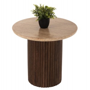 ΤΡΑΠΕΖΙ ΣΑΛΟΝΙΟΥ ΣΤΡΟΓΓΥΛΟ GLADYS ΜΑΣΙΦ MANGO-ΤΡΑΒΕΡΤΙΝΑ Φ55x50Υεκ.