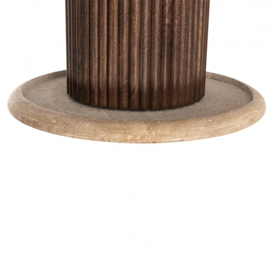 ΤΡΑΠΕΖΙ ΣΑΛΟΝΙΟΥ ΣΤΡΟΓΓΥΛΟ GLADYS ΜΑΣΙΦ MANGO-ΤΡΑΒΕΡΤΙΝΑ Φ55x50Υεκ.