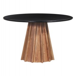 ΤΡΑΠΕΖΙ ΤΡΑΠΕΖΑΡΙΑΣ ΣΤΡΟΓΓΥΛΟ DRAXX ΜΑΣΙΦ ΞΥΛΟ ΑΚΑΚΙΑΣ-ΕΠΙΦΑΝΕΙΑ ΜΑΥΡΟ ΜΑΡΜΑΡΟ Φ120x76Υεκ