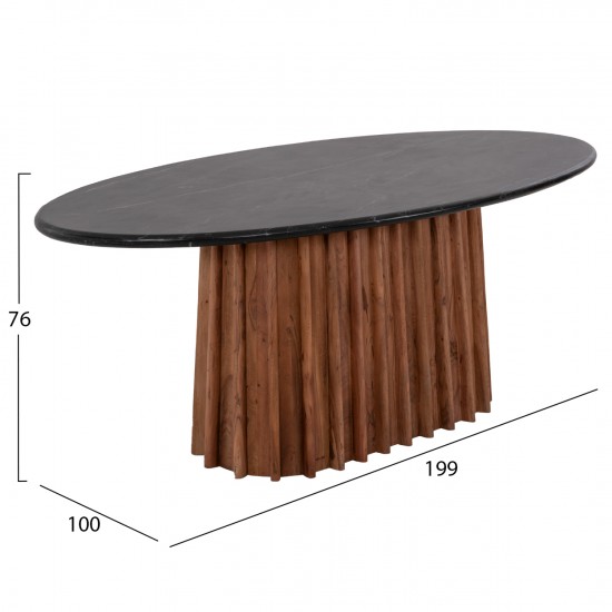 ΤΡΑΠΕΖΙ ΤΡΑΠΕΖΑΡΙΑΣ ΟΒΑΛ DRAXX ΜΑΣΙΦ ΑΚΑΚΙΑ-ΜΑΥΡΟ ΜΑΡΜΑΡΟ 200x100x76Υεκ.