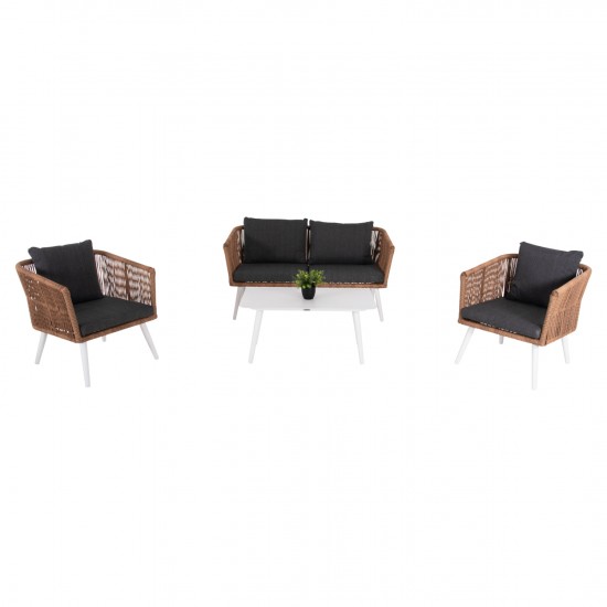 ΣΑΛΟΝΙ ΕΞ.ΧΩΡΟΥ 4ΤΜΧ FREJA ΑΛΟΥΜ. ΛΕΥΚΟ-PE RATTAN ΜΠΕΖ-ΑΝΘΡΑΚΙ ΜΑΞΙΛΑΡΙΑ