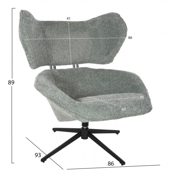 ΠΟΛΥΘΡΟΝΑ ΠΕΡΙΣΤΡΕΦΟΜΕΝΗ BRYLL ΦΥΣΤΙΚΙ ΜΠΟΥΚΛΕ-ΜΑΥΡΗ ΒΑΣΗ 86x90x97Υεκ.
