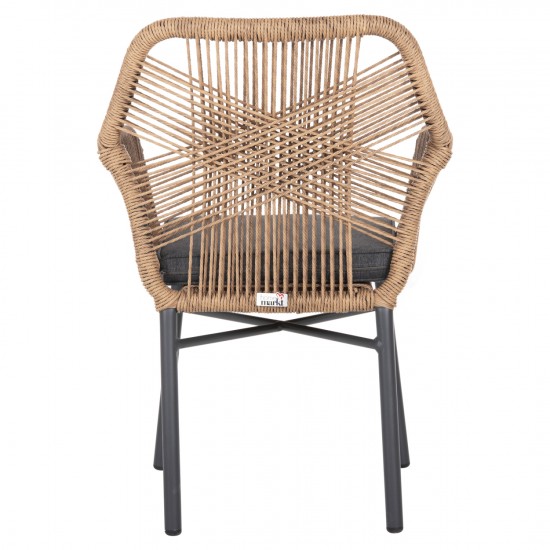 ΠΟΛΥΘΡΟΝΑ TOPIN ΑΛΟΥΜΙΝΙΟ ΑΝΘΡΑΚΙ-P.E. RATTAN ΜΠΕΖ-ΜΑΞΙΛΑΡΙ ΑΝΘΡΑΚΙ 57x65x84Υ εκ.