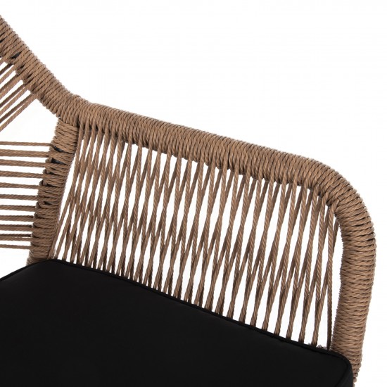 ΠΟΛΥΘΡΟΝΑ TOPIN ΑΛΟΥΜΙΝΙΟ ΜΑΥΡΟ-P.E. RATTAN ΜΠΕΖ-ΜΑΞΙΛΑΡΙ ΜΑΥΡΟ 57x65x84Υ εκ