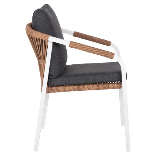 ΠΟΛΥΘΡΟΝΑ MAERLY ΛΕΥΚΟ ΑΛΟΥΜΙΝΙΟ-ΑΝΟΙΧΤΟ ΚΑΦΕ P.E.RATTAN-ΜΑΞΙΛΑΡΙΑ 57x61x75Υ εκ.