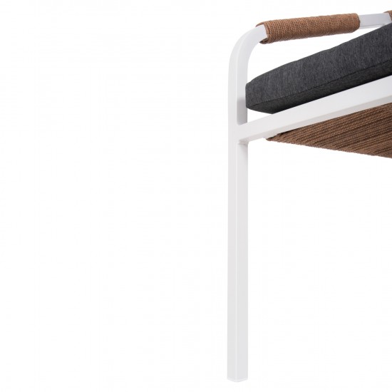 ΠΟΛΥΘΡΟΝΑ MAERLY ΛΕΥΚΟ ΑΛΟΥΜΙΝΙΟ-ΑΝΟΙΧΤΟ ΚΑΦΕ P.E.RATTAN-ΜΑΞΙΛΑΡΙΑ 57x61x75Υ εκ.