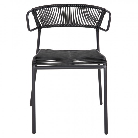 ΚΑΡΕΚΛΑ SUKI ΜΕΤΑΛΛO KAI ΣΥΝΘΕΤΙΚΟ RATTAN ΣΕ ΜΑΥΡΟ 54x62x80Υεκ