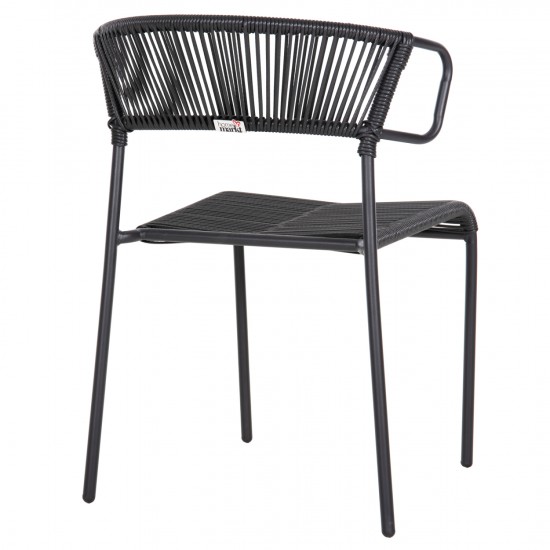 ΚΑΡΕΚΛΑ SUKI ΜΕΤΑΛΛO KAI ΣΥΝΘΕΤΙΚΟ RATTAN ΣΕ ΜΑΥΡΟ 54x62x80Υεκ