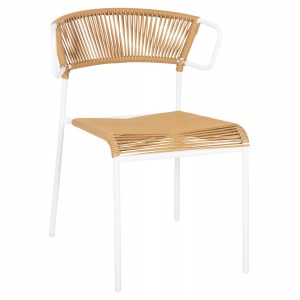 ΚΑΡΕΚΛΑ SUKI ΜΕΤΑΛΛO ΛΕΥΚΟ KAI ΣΥΝΘ. RATTAN ΣΕ ΦΥΣΙΚΟ 54x62x80Υεκ