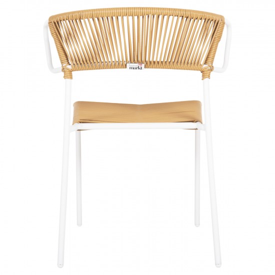 ΚΑΡΕΚΛΑ SUKI ΜΕΤΑΛΛO ΛΕΥΚΟ KAI ΣΥΝΘ. RATTAN ΣΕ ΦΥΣΙΚΟ 54x62x80Υεκ