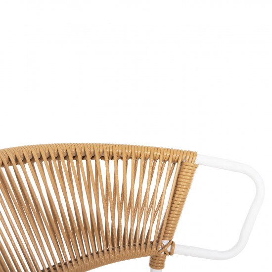 ΚΑΡΕΚΛΑ SUKI ΜΕΤΑΛΛO ΛΕΥΚΟ KAI ΣΥΝΘ. RATTAN ΣΕ ΦΥΣΙΚΟ 54x62x80Υεκ