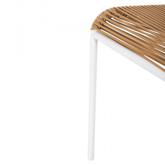 ΚΑΡΕΚΛΑ SUKI ΜΕΤΑΛΛO ΛΕΥΚΟ KAI ΣΥΝΘ. RATTAN ΣΕ ΦΥΣΙΚΟ 54x62x80Υεκ